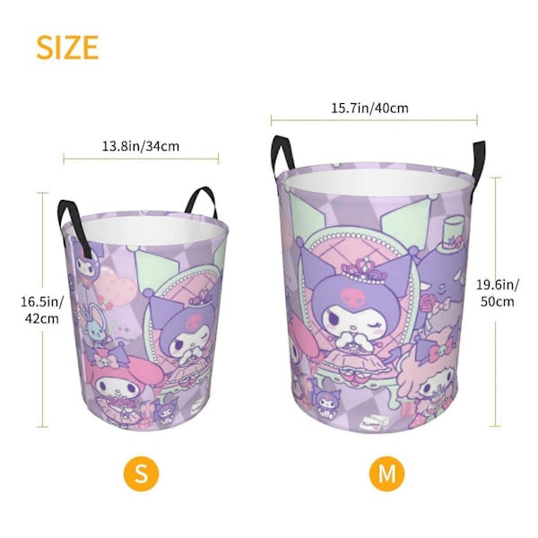 Kuromi &amp; My Melody Rund Tvättkorg För Smutsig Tvätt Förvaringskorg För Hem Badrum Liten-SYS25262[HK] S