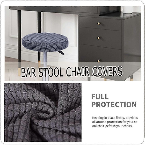 2-pack Jacquard Barstolsöverdrag, Stretch Rund Stol Sittöverdrag, 32-40cm Stolsöverdrag [HK] style3937