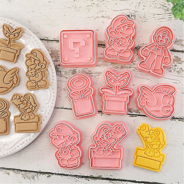 8-pakkaus Super Mario Bros. Keksimuotit Hienot Pelikakku Muotit Fondant Leivonta DIY Jälkiruoka Muotti Työkalu[HkkK]