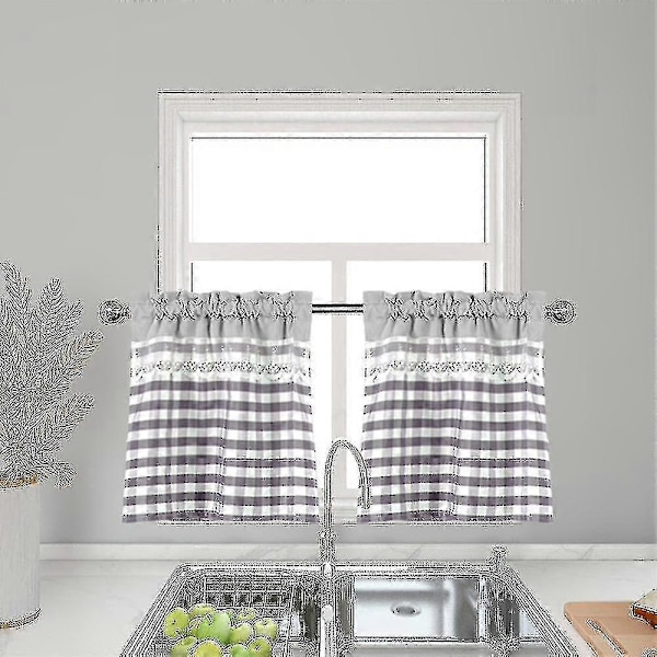 Køkkengardiner Dekoration Vinduesgardin Luksus Cafe Kappe Topgardiner S202412306350[HK] 74cmx61cm Light grey