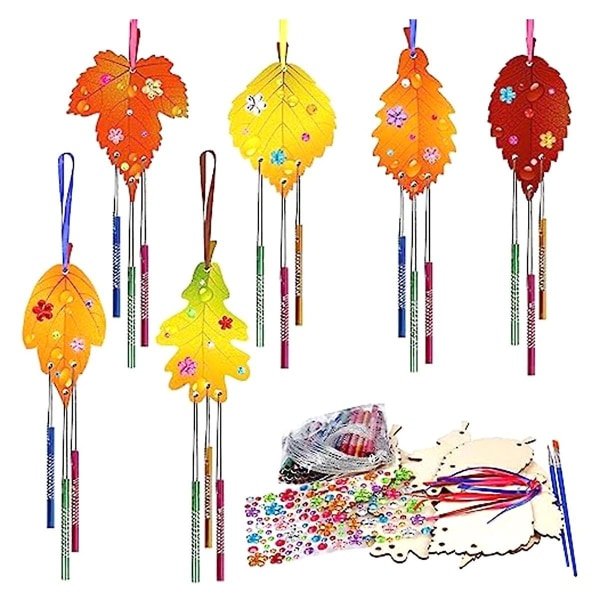 Tuulikello-lelu set Lasten vaahteranlehti-tyylinen lelu tuulikello-lelu-askartelu syksyn koristeluun ([HK])