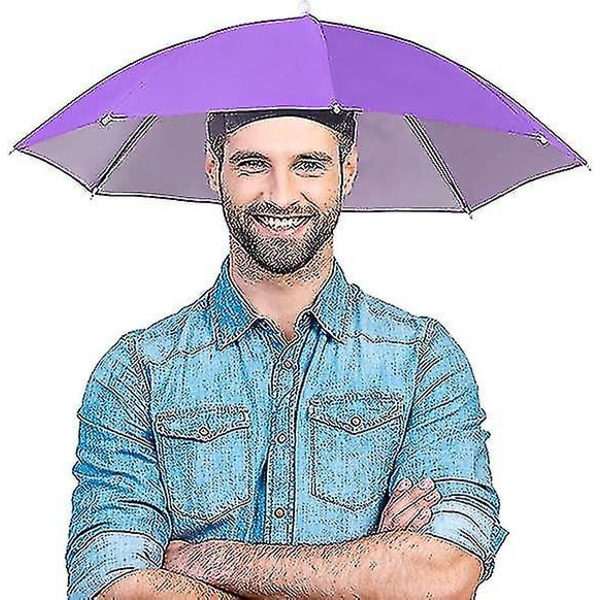 Parasolhat, 69cm Håndfri Parasolhue Til Voksne Børn, UV-Beskyttelse Vandafvisende Foldbar Til Camping Golf Solskygge[HkkK] Purple