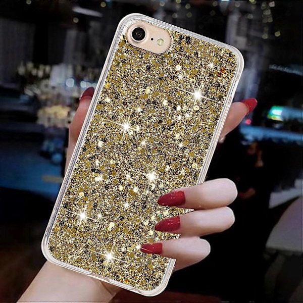 Epoxy TPU-telefonfodral med glitterdekor för iPhone 6/ 7/ 8/ SE (2020/2022), stöttåligt telefonfodral [HK] Gold
