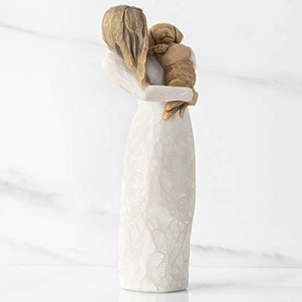 Venskabsengel, håndmalet mindefigur, gaver til kæledyrselskere -[HK] Stood Holding The Dog