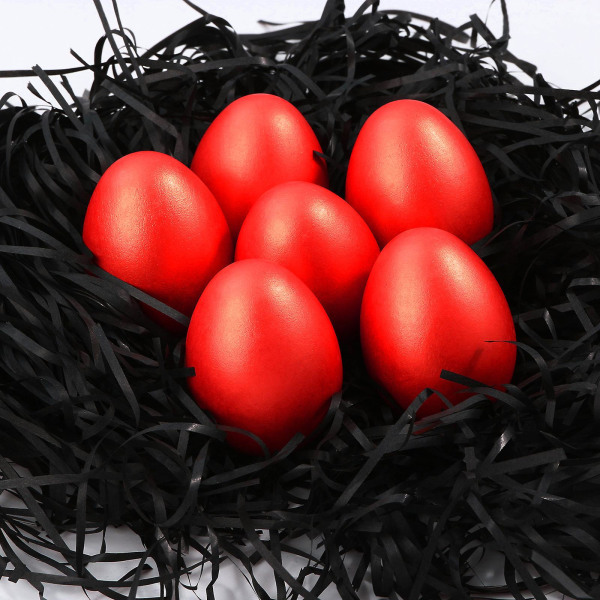 Simulering påskägg Trä falska ägg 2,3 tum massiva ägg 6 st[HK] Red