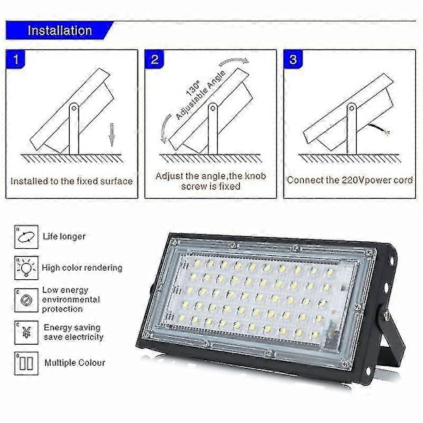 Barsinfi 50W Ip65 Vedenpitävä Ulkokäyttöön Tarkoitettu Led-valonheitin [HK] RGB