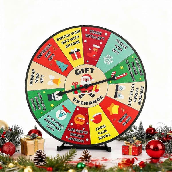 Julspel Presentutbytes-snurra, Presentutbyte i trä, Festtillbehör för familj och barn [HK] 1pc