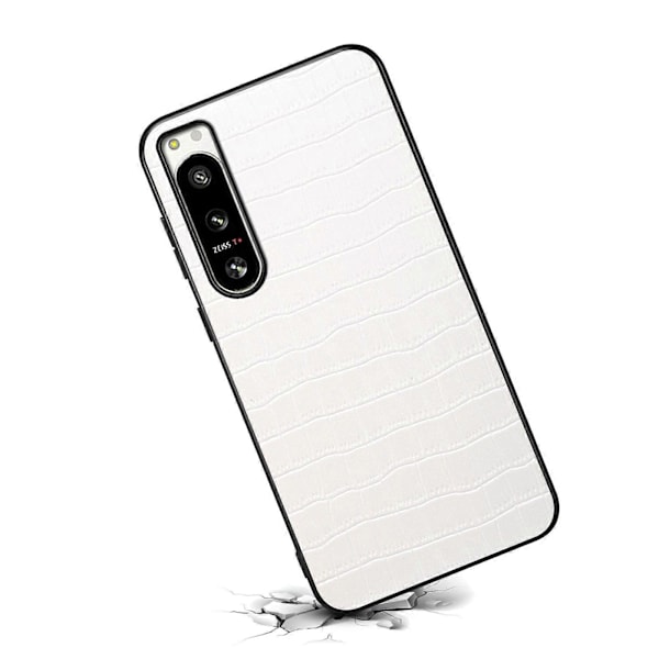 Til Sony Xperia 5 IV 5G Cover Krokodille Tekstur Læder Anti-Ridse Bagcover[HK] White
