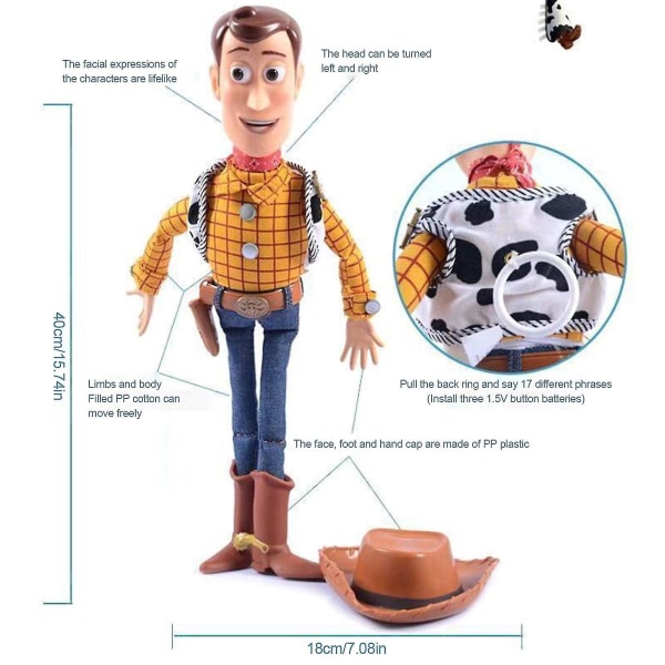 Pixar Toy Storys Woody Jesse Woody Tecknad Toy Toy Story Sheriff Woody kan göra en röstaction figurmodell[HK]