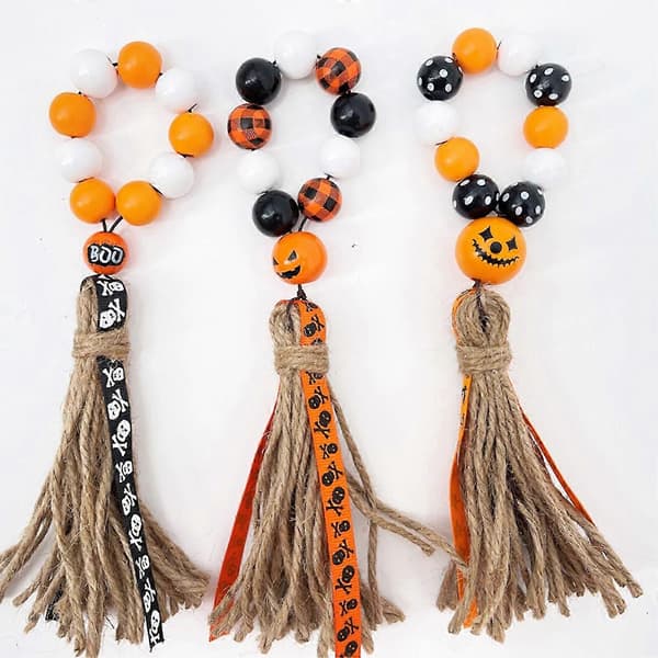 Halloween-pynt til restaurant Træperler med kvaster Servietringe Indretning[HK] Style 1