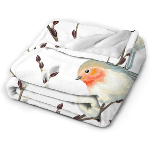 Flanellfiltar, Pilgrenar och Fåglar Rödhake, Plädar för Soffa Fluffig Filt Sängöverkast för Sovrum, Soffa, Sovrumstillbehör 183x264cm[HK] 50x40in 125x100cm