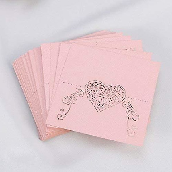 Bordkort for bryllup med hjerte i rosa 50 stk([HK])
