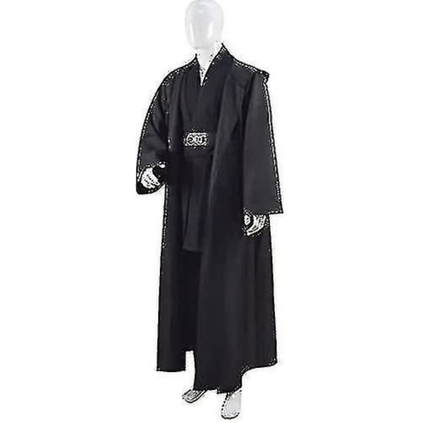 Högkvalitativ vuxen tunika kostym för Jedi-outfit Skywalker Halloween-kostym huvad kappa mantel komplett set uniform tre versioner [HK] Black M