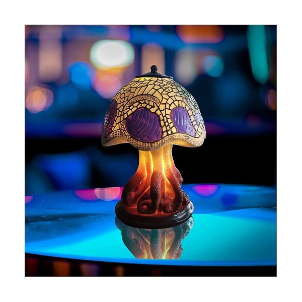 Farvet glas champignon bordlampe Vintage dyreplante serie formet harpiks soveværelse husholdning,c[hk] As Shown