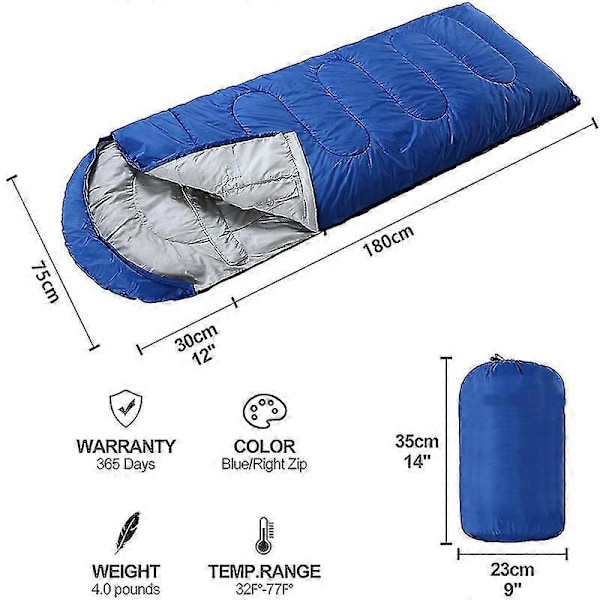 Makuupussi Ultralight Camping Vedenpitävät Makuupussit Paksuuntunut Talvilämmin Makuupussi Aikuisille[HK] Blue