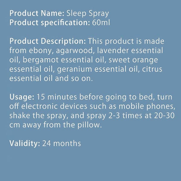 Ebony Agarwood Sleep Spray 60ml, Frisk Beroligende Søvnspray, Forbedrer Søvnkvaliteten [HK] C