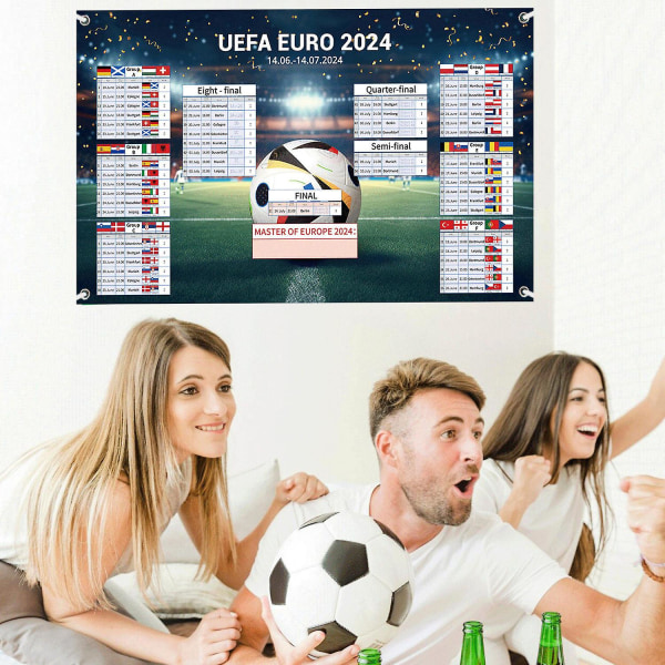 110 x 180 cm UEFA EURO 2024 Planner, 2024 EM Wall Chart med information om alla lag, arenor, schema för sanna fans[HK] British time