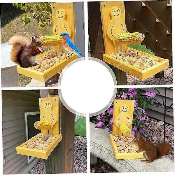 Egernekornkolbefoder, Sjov Stolt Mand Træ Udendørs Egernefoder, Kreativ Kornholder Fugle Egerne Foderstation til Have Ya[HK] Yellow
