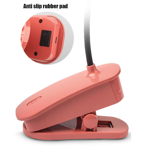 Lampsklämma Skrivbordslampa LED Förvaring Bärbar Skrivbordslampa Sovrum Sängbord Klämma Nattlampa USB Laddning Present[HkkK] Pink