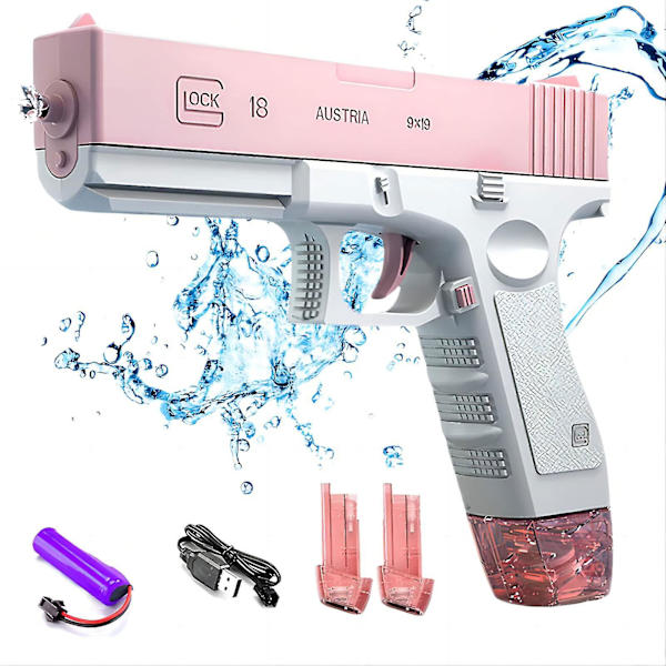 HK Automatiske vandpistoler, 35 fod elektrisk vandpistol legetøj til børn og voksne kamp legetøj Pink