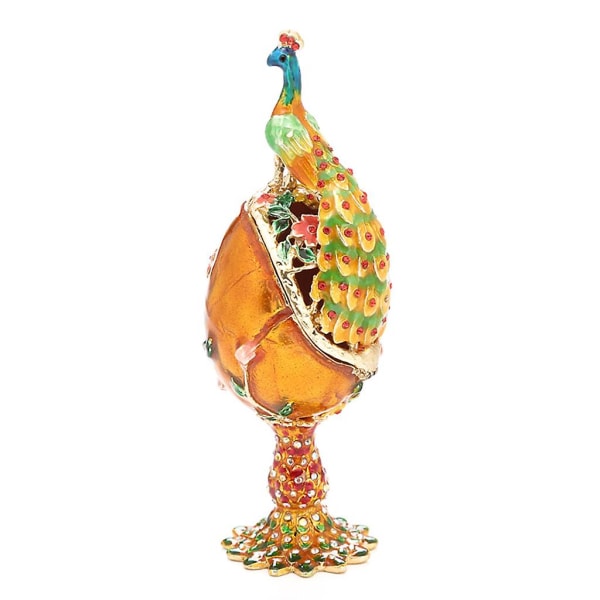 Handmålade Faberge ägg stil gångjärn påfågel prydnadsföremål Box unik gåva för tonåring