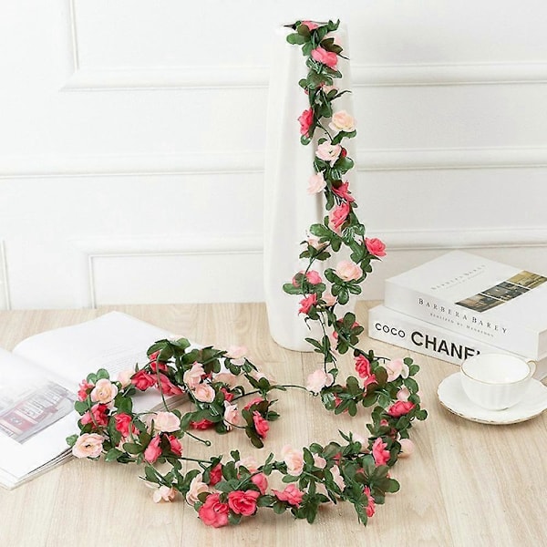 2,5 m Kunstig Pæon Blomsterguirlande 45 Blomster Blomsterranke Bryllup Hjem Loft Vægdekoration [HK] Multicolor Pink
