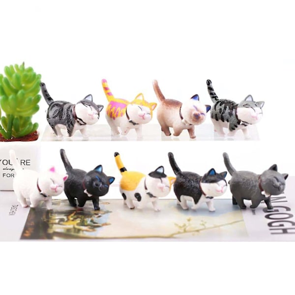 Kagefigur Miniature Kattedyr Figurer Holdbare Skrivebordsdekorationer 9stk Kreativ Hjemmeindretning Miniature Kattefigurer[HK] A