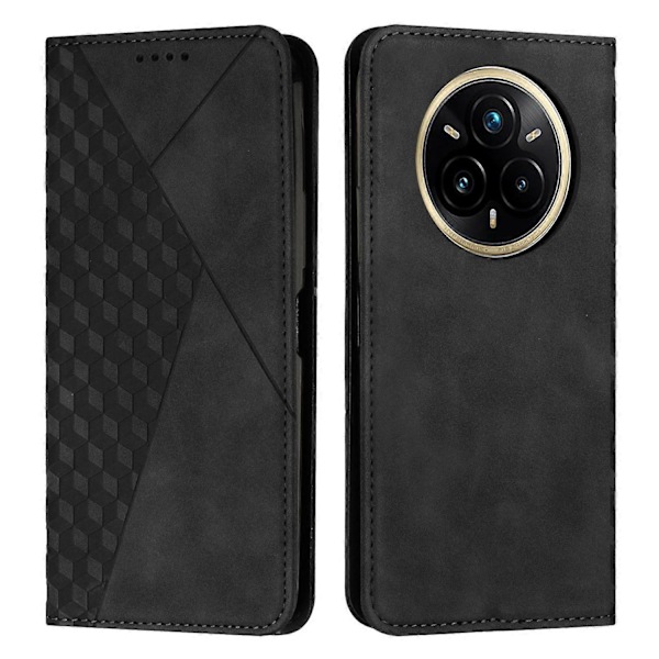 For Realme 14 Pro+ 5G Deksel Lommebok Lær Telefondeksel Mønster Trykket -[HK] Multicolor Black