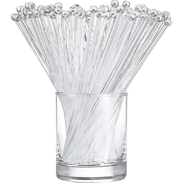 HKK  100 stk. engangsplast runde top krystal swizzle sticks (klare)