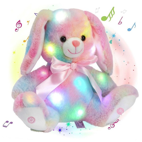 Glow Guards Rainbow Musical Light Up Uppstoppad kanin Led sjungande kanin plyschleksak med vaggvisor Födelsedagspresenter till toddler [HK] Musical