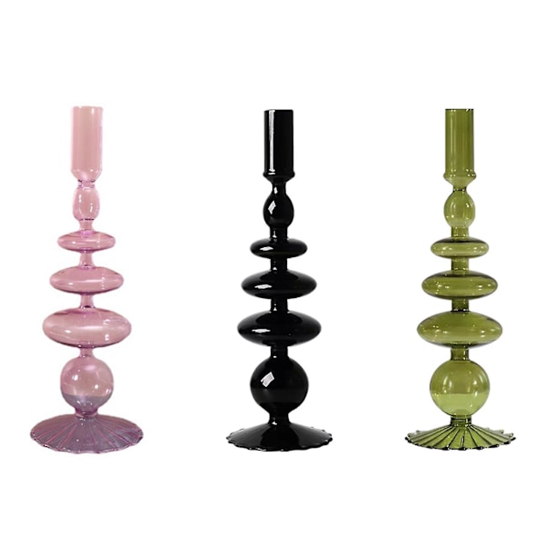 Ljusstakar i Glas, Retro Glas Ljusstake för Avsmalnande Ljus Bordsdekoration [HK] Green