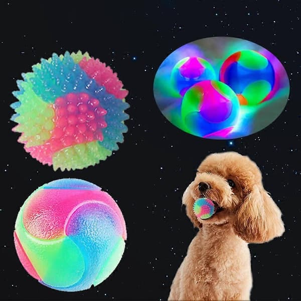 Lätta Hundbollar Blinkande Elastisk Boll Lysande Interaktiva Leksaker✨/ M1N9[HK] A