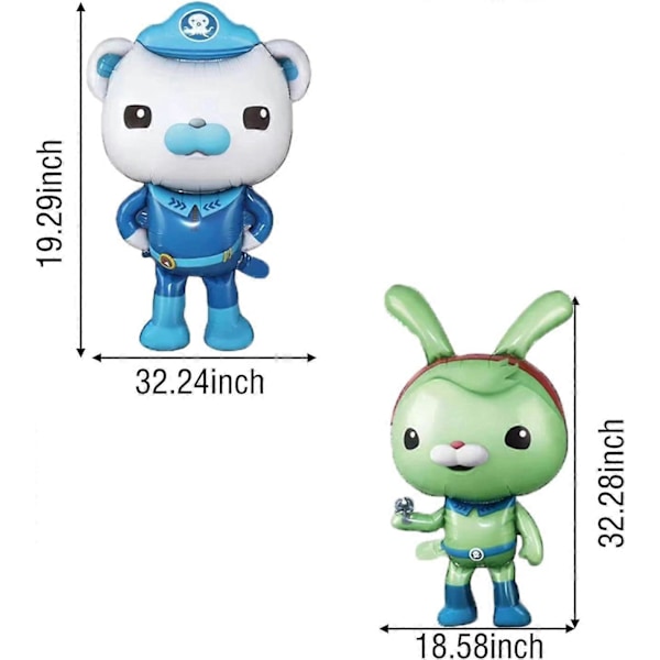 4 stk. Havdyr Octonauts Folieballonger for Barn Bursdag Baby Shower Festdekorasjoner[HK]