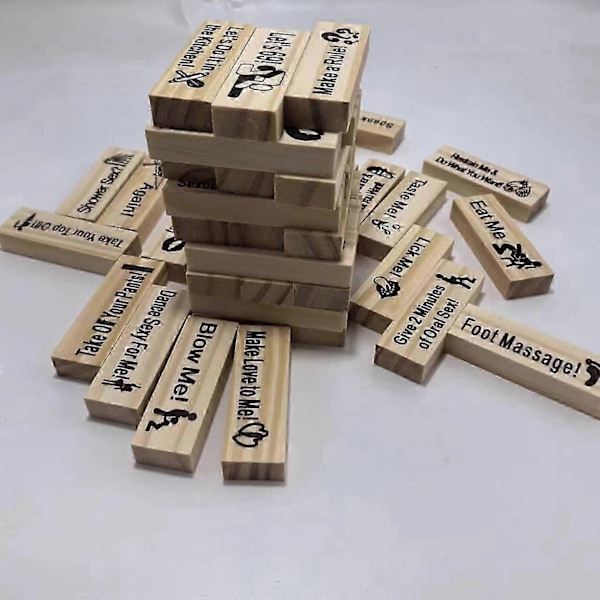 48 stk. Super Naughty Block Tower Spill Morsomt Par Stabletårn Med Spørsmål om Bekjennelser Eller Utfordringer Spill Valentine Tumbling Tower [HK]