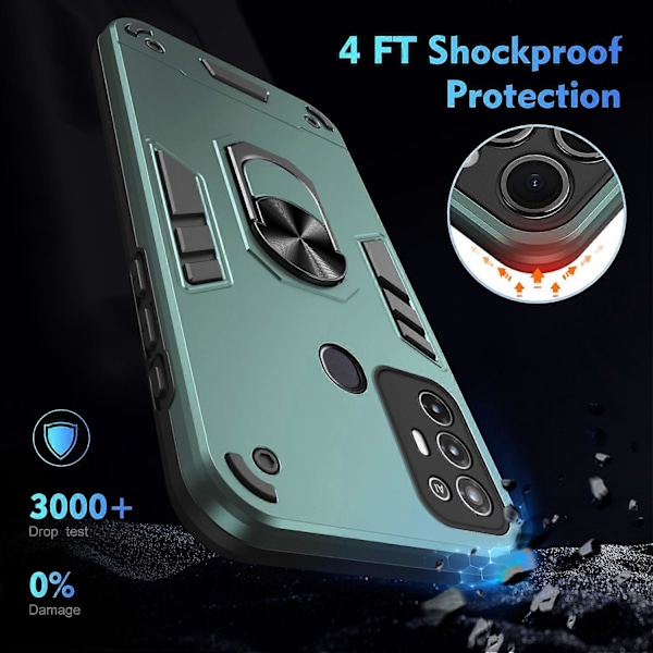 ZTE Blade A52 -kotelo PC+TPU panssaripuhelinkuori autotelineellä ja jalustalla [HK] Style C Multicolor