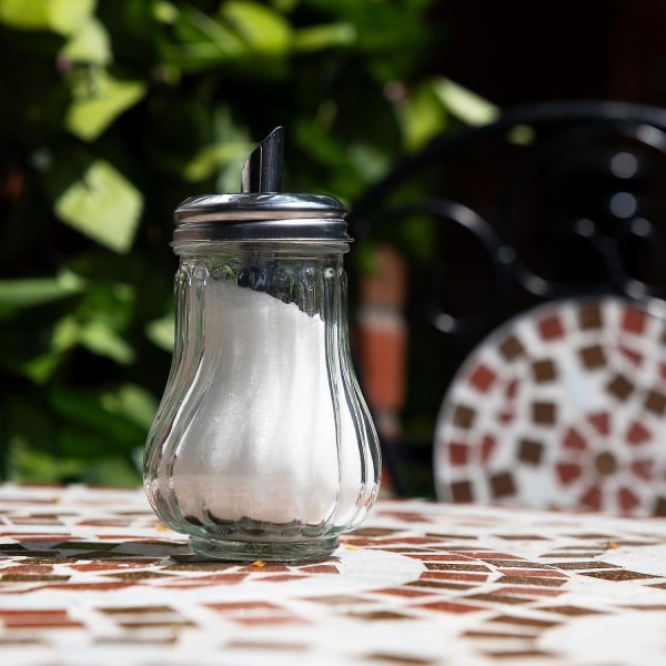 HKK  Glas Socker Dispenser Häll, Retro Stil Sockerburk Karaff Cafe Bistro Restaurang Socker Shaker Skål (Glas Dispenser)
