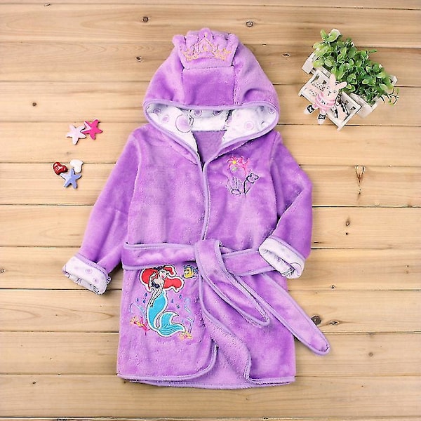 2023 Vauvan ja lapsen Mikki Hiiri -hupparipyjama fleece-aamutakki poika tyttö unipuku yöasu [HK] Purple 5-6 Years