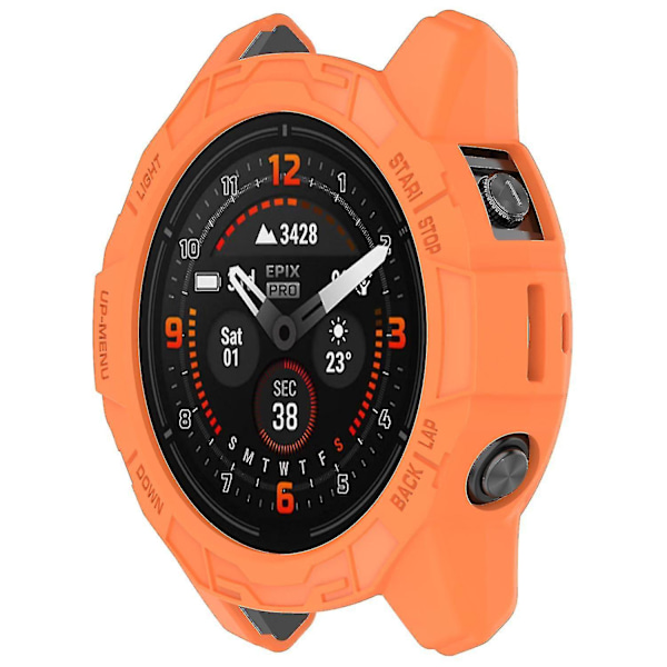 TPU-urkasse for Garmin Epix Pro (gen 2) 47mm/Fenix 7 Pro/Fenix 7, Anti-ripe Hullet Deksel Orange