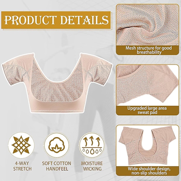 Underarm Sweat Vest, Pustende Sweat Guard Underwear Vest, Vaskbare Armhule Pads, Vaskbare Armhule Pads[HK] Skin color XL