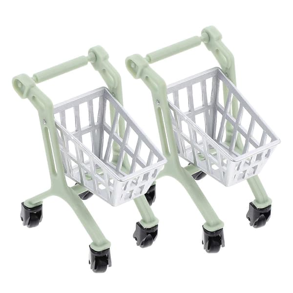 Lille indkøbsvogn legetøj mini trolley model til dekoration 2 stk pakke [HK]
