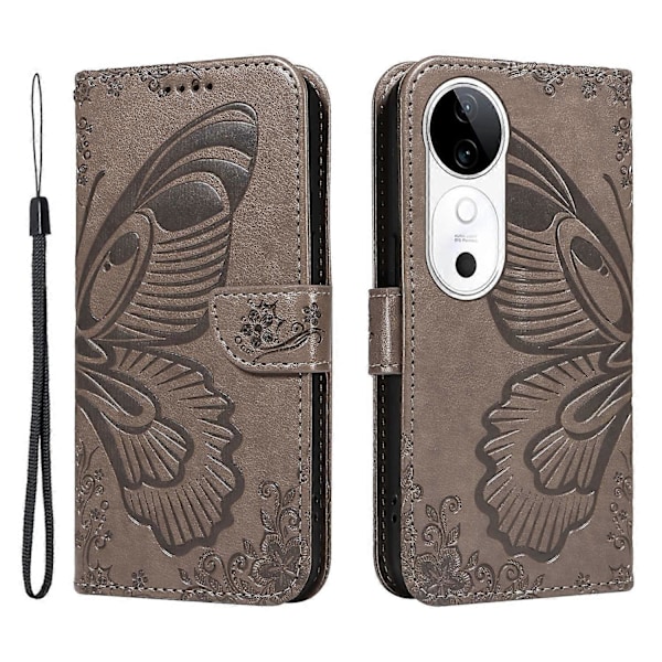 Kotelo vivo S19 5G/V40 5G -puhelimelle, lompakkomallinen, iskunkestävä, kukkakuvioinen perhosnahkainen puhelinkotelo [HK] Style D Multicolor