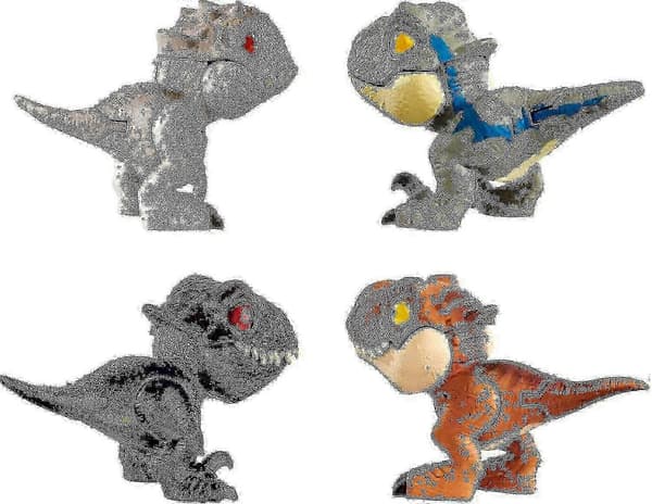 4 st World Dinosaur Snap Squad samlarobjekt för visning, lek och snäppfunktion för att fästa på ryggsäckar, matsäckar [HK]