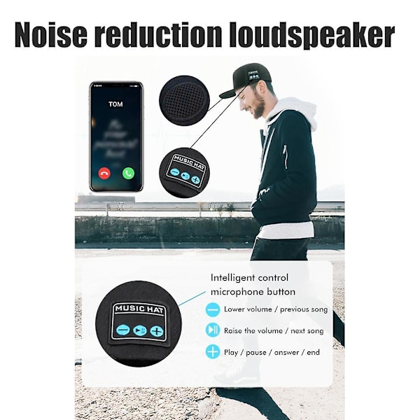 Lippis Bluetooth-kaiuttimella Bluetooth 5.0 Langaton Älykäs Kaiutin Baseball-lippis Miehille ja Naisille Ulkoilmaurheiluun Fitness[HK]