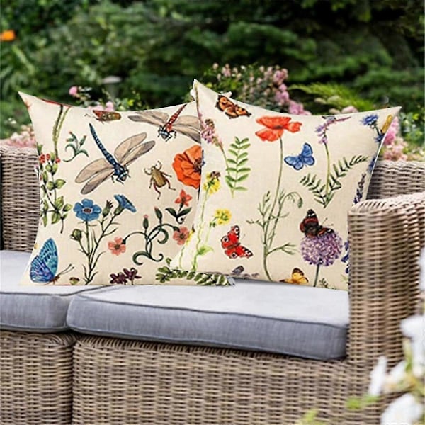Utekuddöverdrag 45x45 cm Set med 4 Vattentäta Utekuddöverdrag för Utemöbler Trädgård [HK]