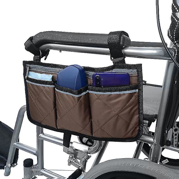 Wheelchair Bag With Pockets, Universal Waterproof Armrest Side Bag Wheelchair Side Organizer Storage Bag Armrest Pouch, 1pcd-[HK]