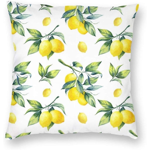 Sitruuna Koristetyynynpäällinen Keltainen Tyynynpäällinen Tyylikäs Akvarelli Kasvit Ja Hedelmät Tyynyliina Mukava Hengittävä Kodin Sisustus Tyynyliina[HK] 45x45cm