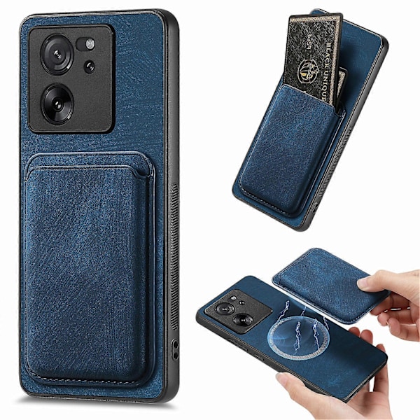 D12 Fodral för Xiaomi 13T/ 13T Pro/ Redmi K60 Ultra Magnetisk Avtagbar Retro Läder Baksida [HK] Blue
