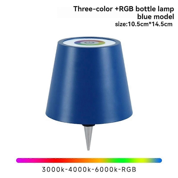 Trådløs Flaskelampe RGB-moduser & 3-farget trinnløs dimming Flaskelampeskjerm Oppladbare flaskelys for barer A[HK] Dark Blue