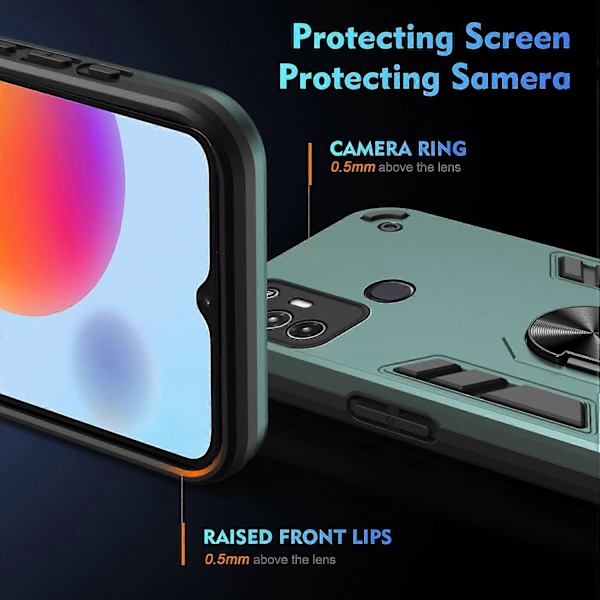 ZTE Blade A52 -kotelo PC+TPU panssaripuhelinkuori autotelineellä ja jalustalla [HK] Style C Multicolor