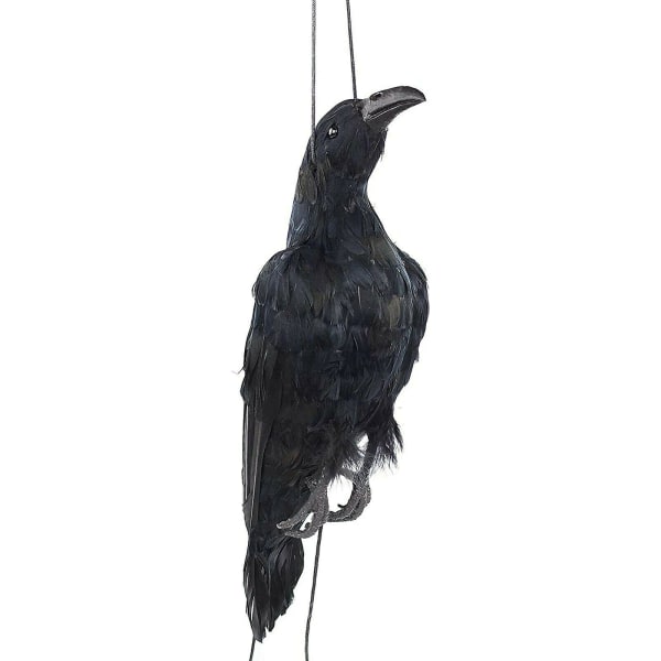 Realistisk hängande död kråka lockbete i naturlig storlek extra stor svart fjäderkråka([HK])